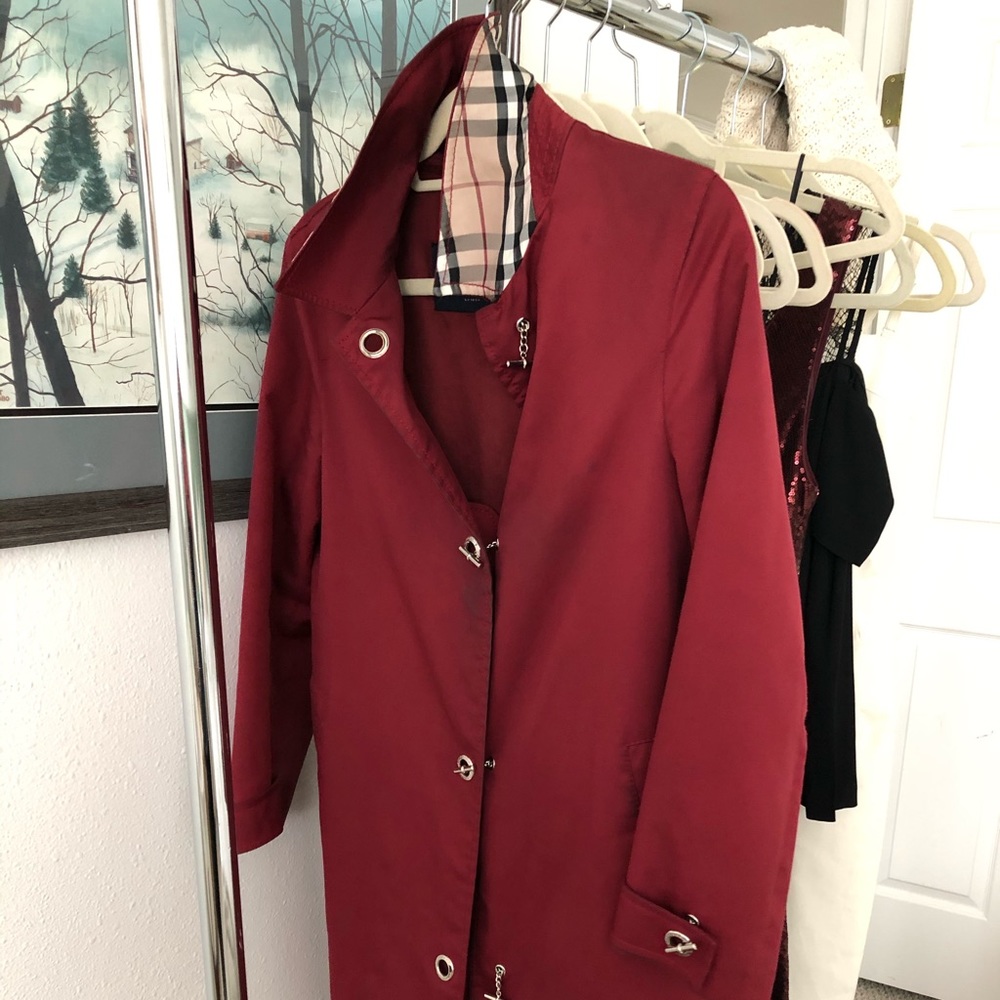 Burberry Maroon Rain Jacket Coat Rare
